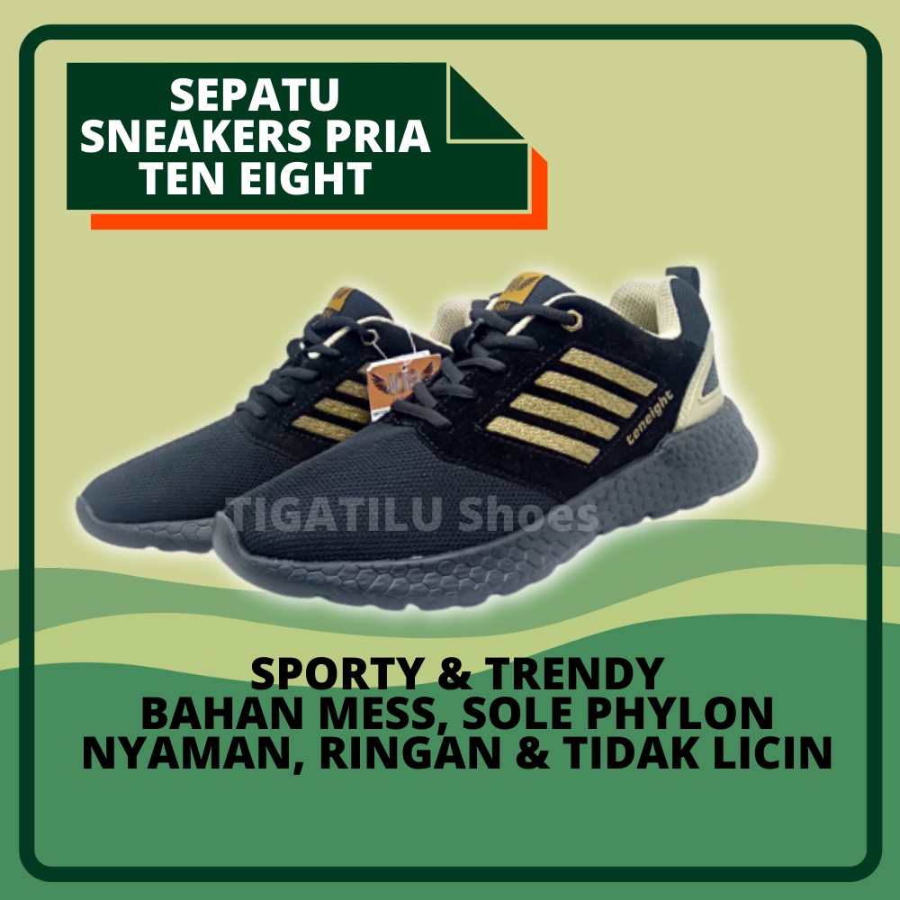Sepatu Sneakers  Snakers Snekers Pria TEN EIGHT Sepatu Olah Raga Pria Original Keren Murah