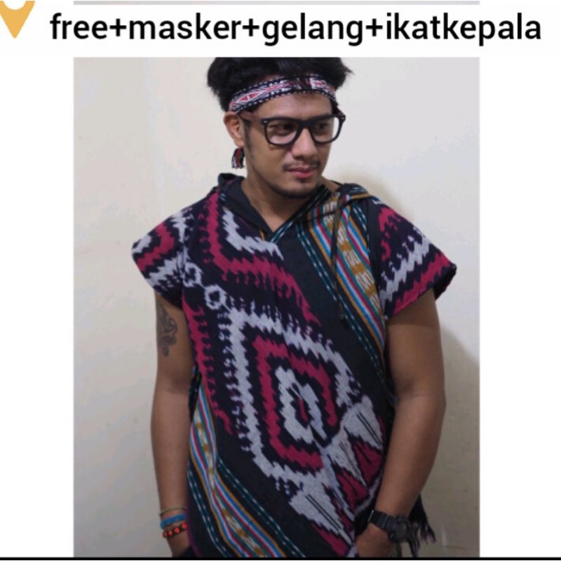 Hoodie tenun motifToraja (Unisex) free + ikat kepala+gelang tenun+masker tenun