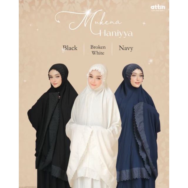 Mukena Haniyya by Attin | Mukena Original by Attin | Mukena Polos Renda | Stacy Dress