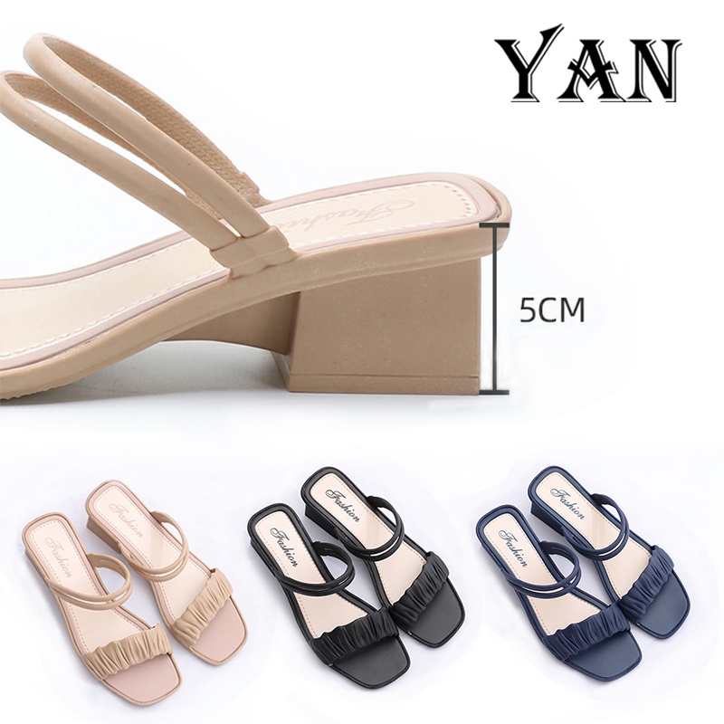 YAN Sendal Wanita Heels Wanita Kasual Sandal Wanita Sandal Hak 5cm