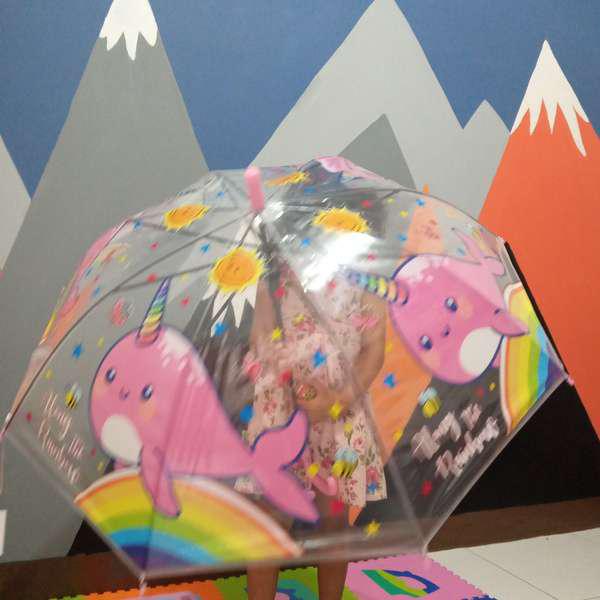 Payung Anak Perempuan Korea Umbrella Karakter Kids Motif Hello Kitty Unik Import