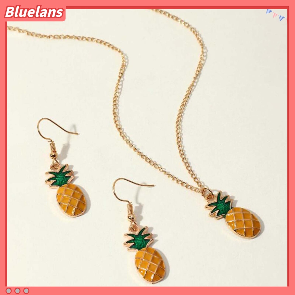 2pcs / Set Kalung Anting Kait Liontin Nanas Bahan Alloy Untuk Aksesoris Perhiasan