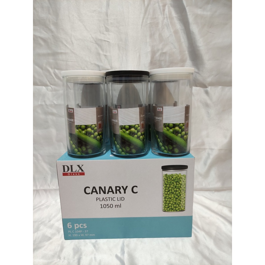 CANARY  C Toples Kaca Kedap Udara Tutup Plastik Ukuran 1050ml ( 16pcs )