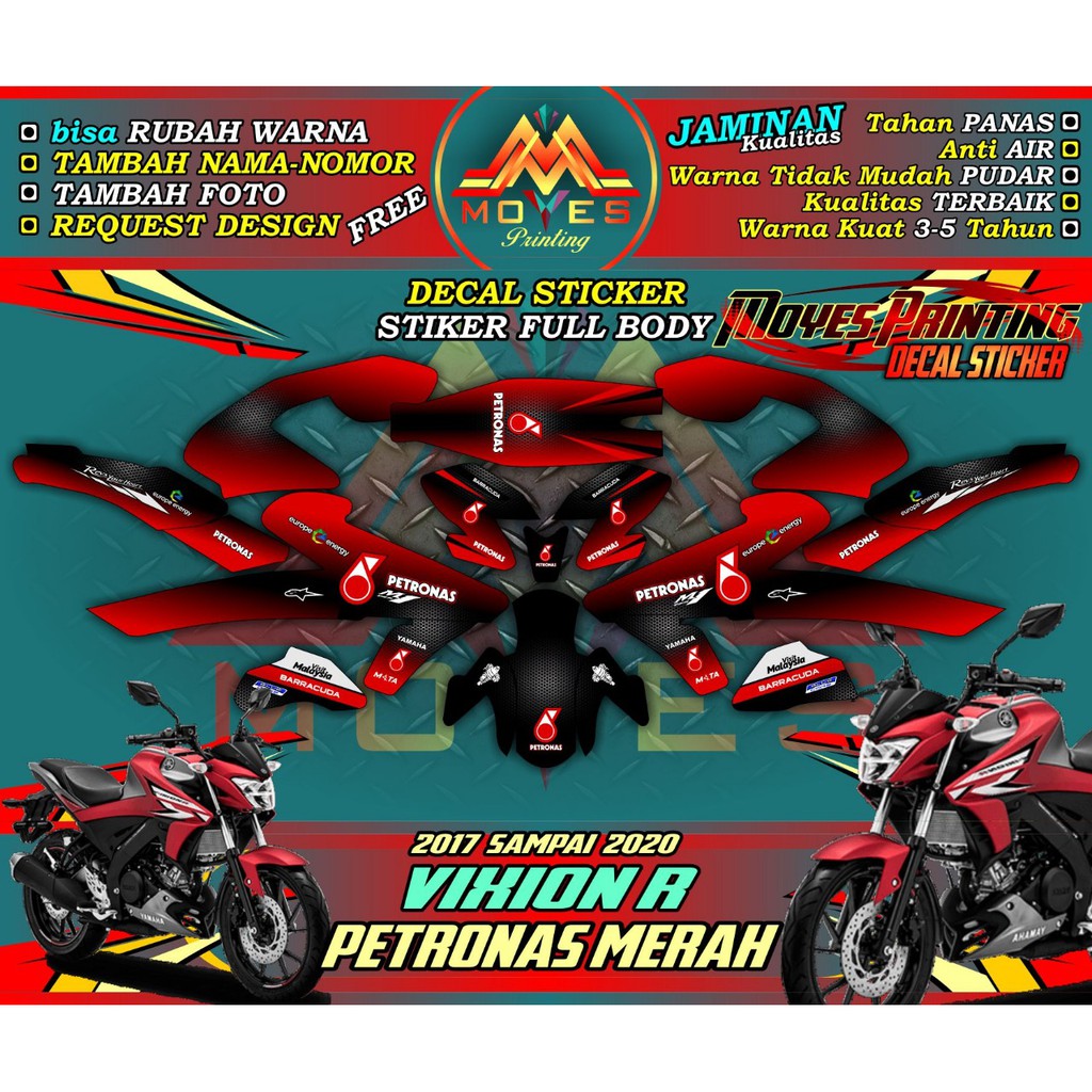 Decal Vixion R / Vixion 155 Decal All New Vixion Stiker Vixion R Full Body Petronas Merah