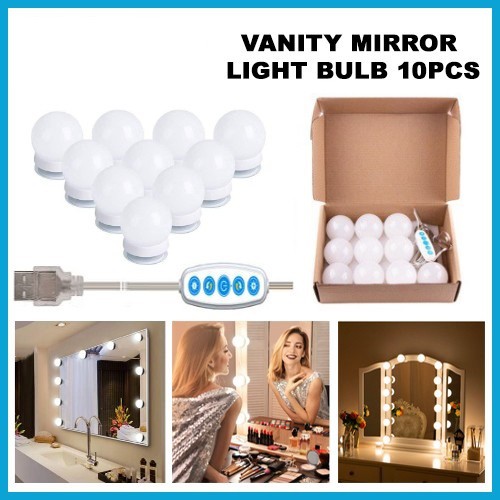 Lampu Kaca LED Meja Rias 10Pcs Makeup Vanity Mirror Light Bulb 5 Warna murah medan