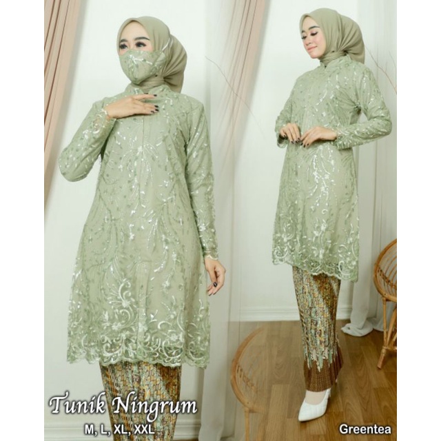 TUNIK NINGRUM | BAHAN TILLE BORDIR MUTIARA | KODE ADK