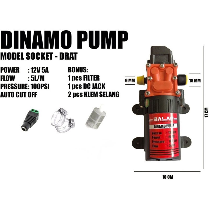 DINAMO POMPA AIR PUMP CUCI MOTOR AC DC 12v 5A 100psi 100 PSI