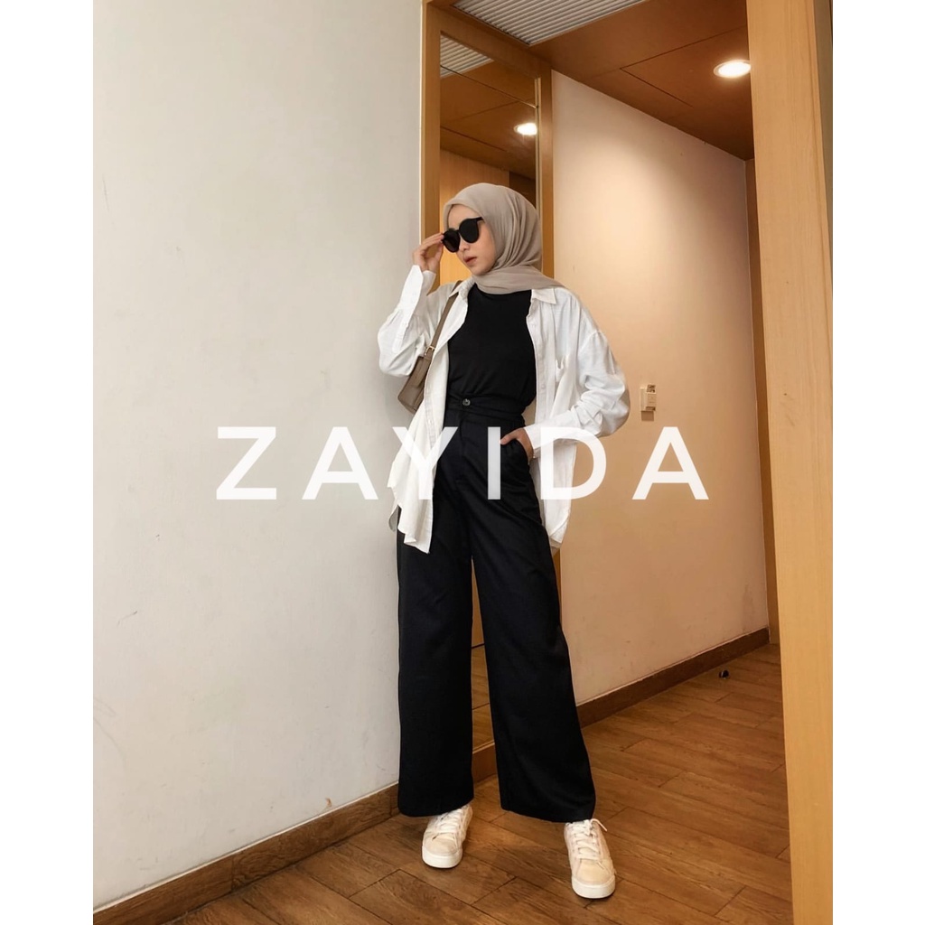 ZAYIDA - HIGHWAIST KULOT LINEN CELANA WANITA KULOT BASIC PREMIUM LINEN IMPORT