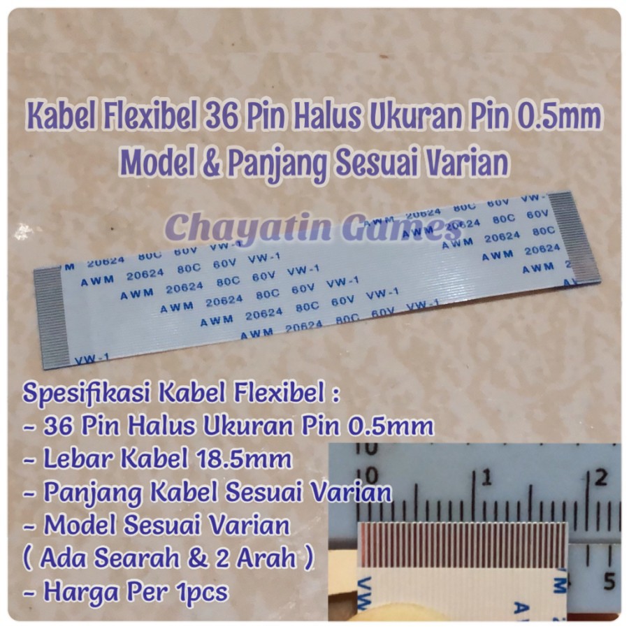 Kabel Flexibel 36 Pin Halus Model &amp; Panjang Sesuai Varian Ukuran Pin 0.5mm