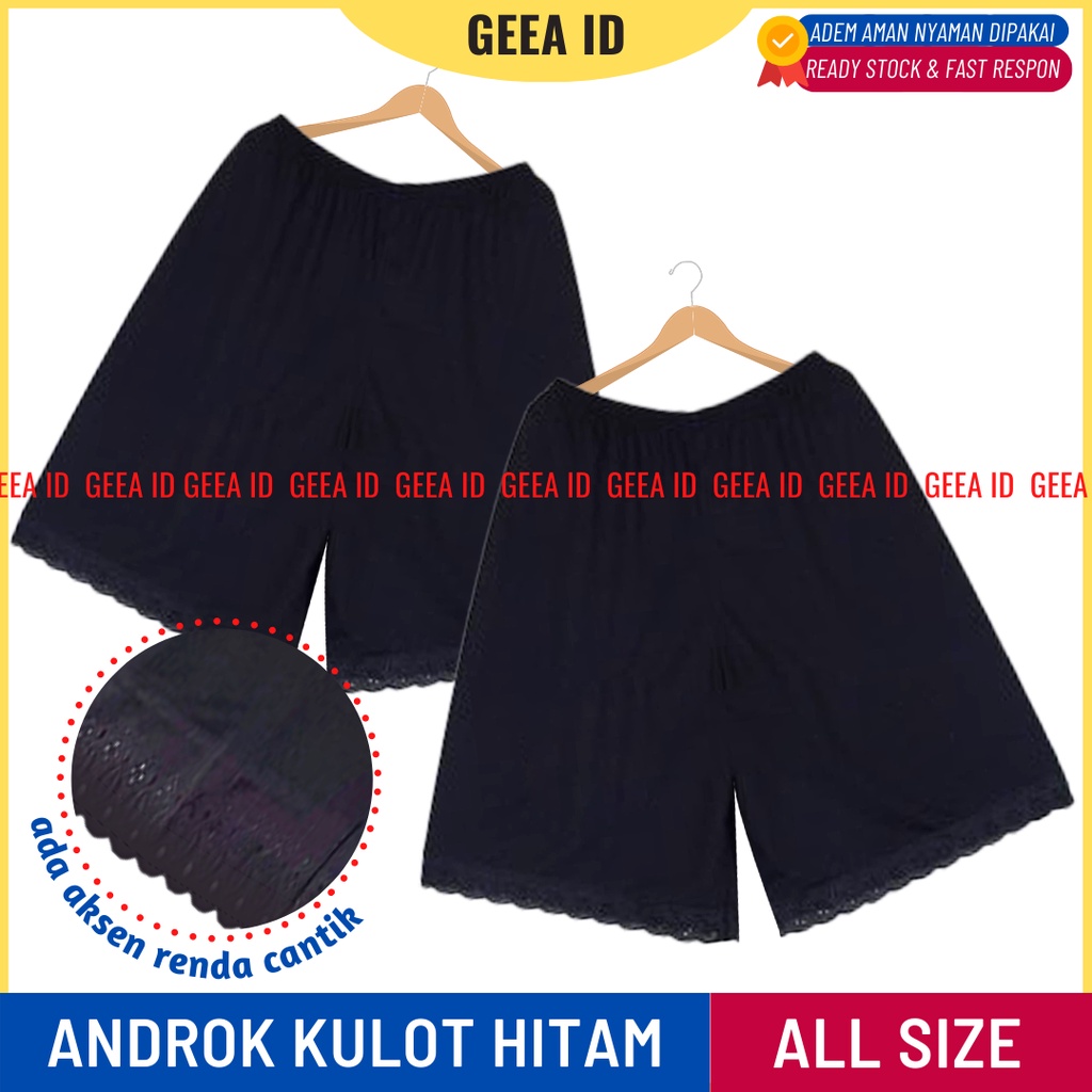 Dalaman Kulot Pendek Jumbo Hitam / Androk Celana Pendek / Androk / Anderok / Underok- GEA.ID