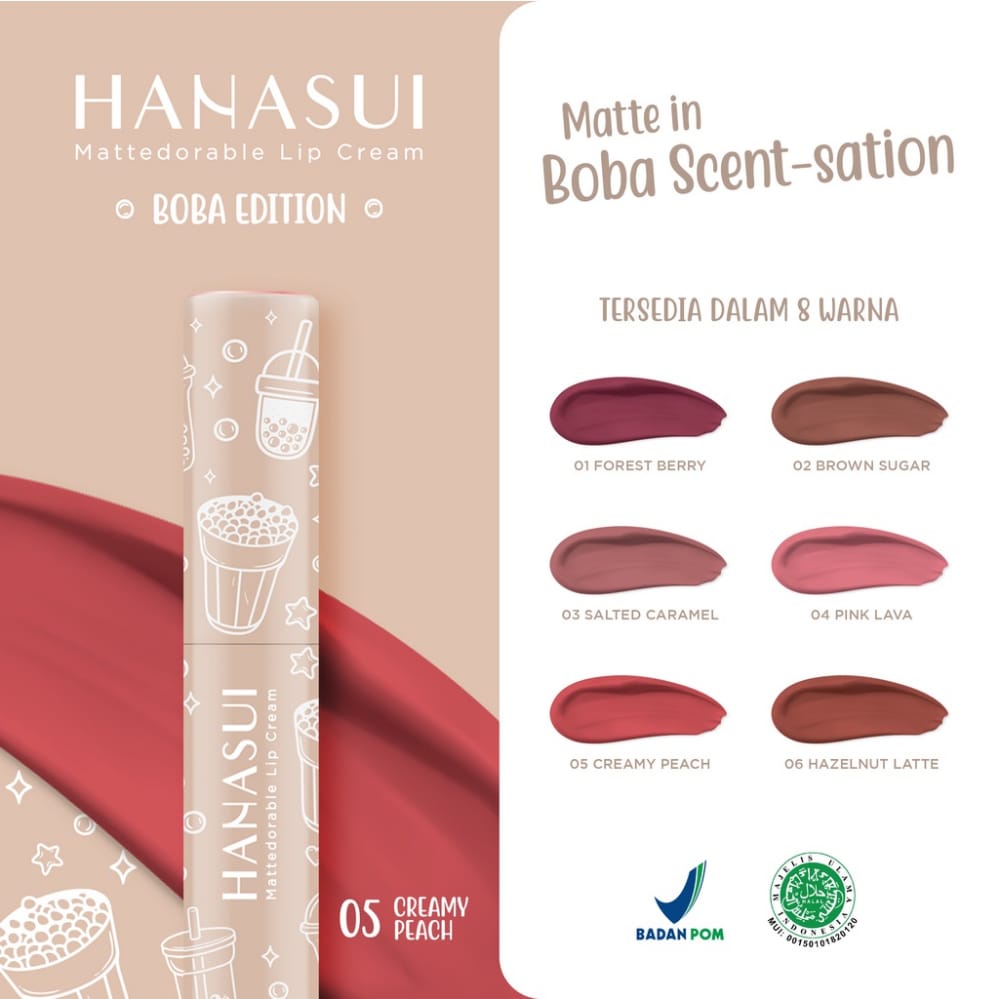 najmia Hanasui Mattedorable BOBA Lip Cream bibir blush on lip and cheek lipstik matte hanasui Boba-3
