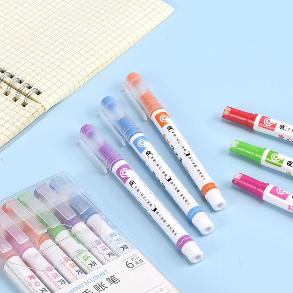 R-flower 6Pcs / Set Pen Highlighter Bentuk Bunga Untuk Gambar / Graffiti / Dekorasi Natal / Kantor