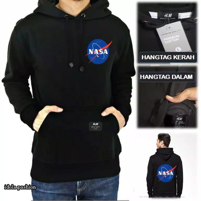 JAKET SWEATER HOODIE LOGO NASA H&M PULL LABEL