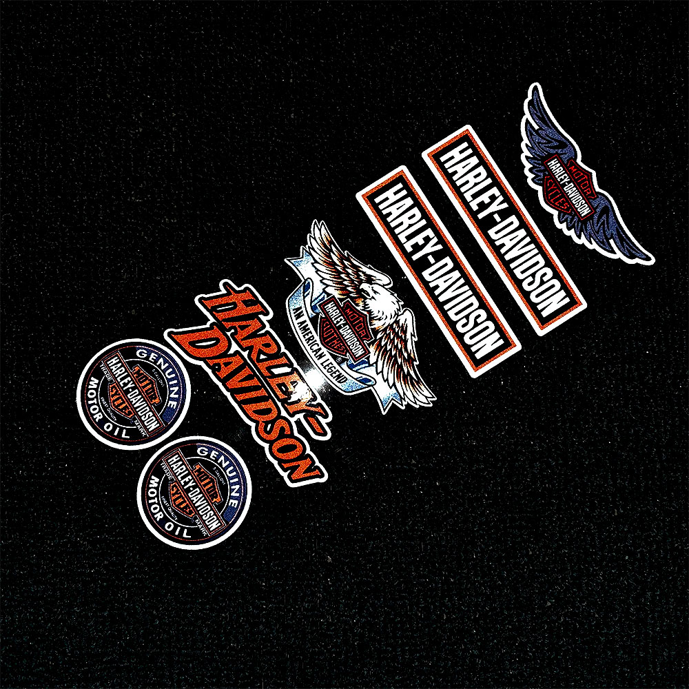Stiker Vinyl Reflektif Motif Harley Davidson Warna Biru Untuk Fender Samping Motor / Sepeda / Yamaha / Honda / Suzuki / Kawasaki