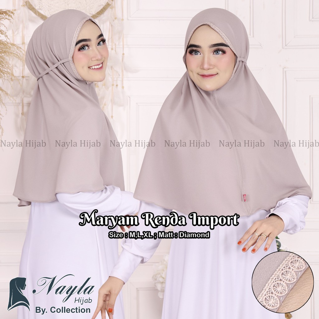 HIJAB INSTAN TALI MARYAM RENDA XL BAHAN DIAMOND MARYAM TALI RENDA IMPORT TERBARU NAYLA HIJA'B