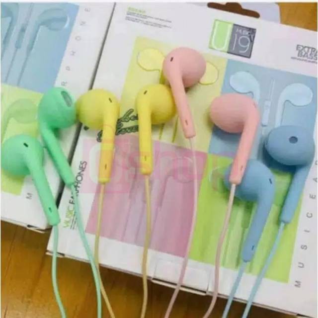 HEADSET HANDSFREE U19 MACARON MATE COLOR FULL EAPHONE  HIFI EXTRA BASS WITH MIC