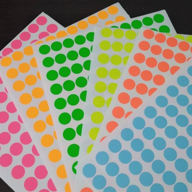 sticker Stiker dot label 114  dan 97 mix 6 warna