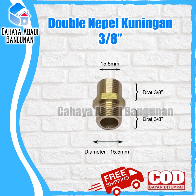 Double Nepel Kuningan 3/8&quot; x 3/8&quot; Dobel Nepel