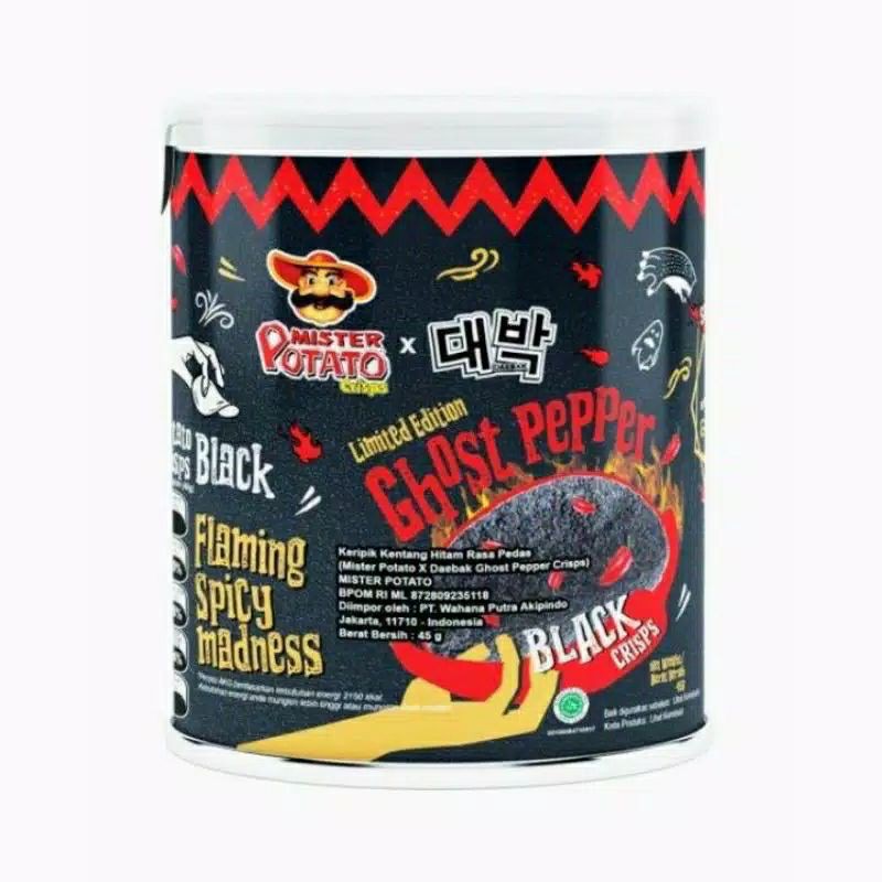 Mister Potato Ghost Pepper black crisps limited edition / keripik kentang hitam Mr Potato spicy