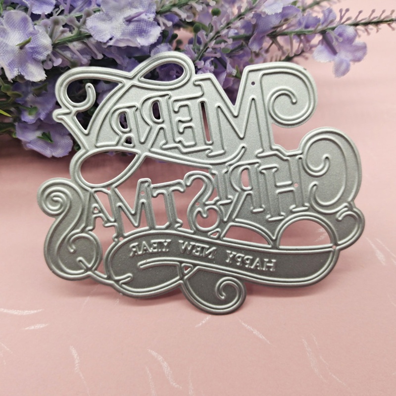 Zzz Cetakan Stensil Cutting Dies Motif Merry Christmas / Tahun Baru Untuk Scrapbook / Craft DIY