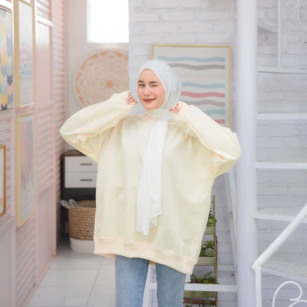 SWEATER BASIC XXL OVERSIZE - SWEATER WANITA BIG SIZE bahan fleece