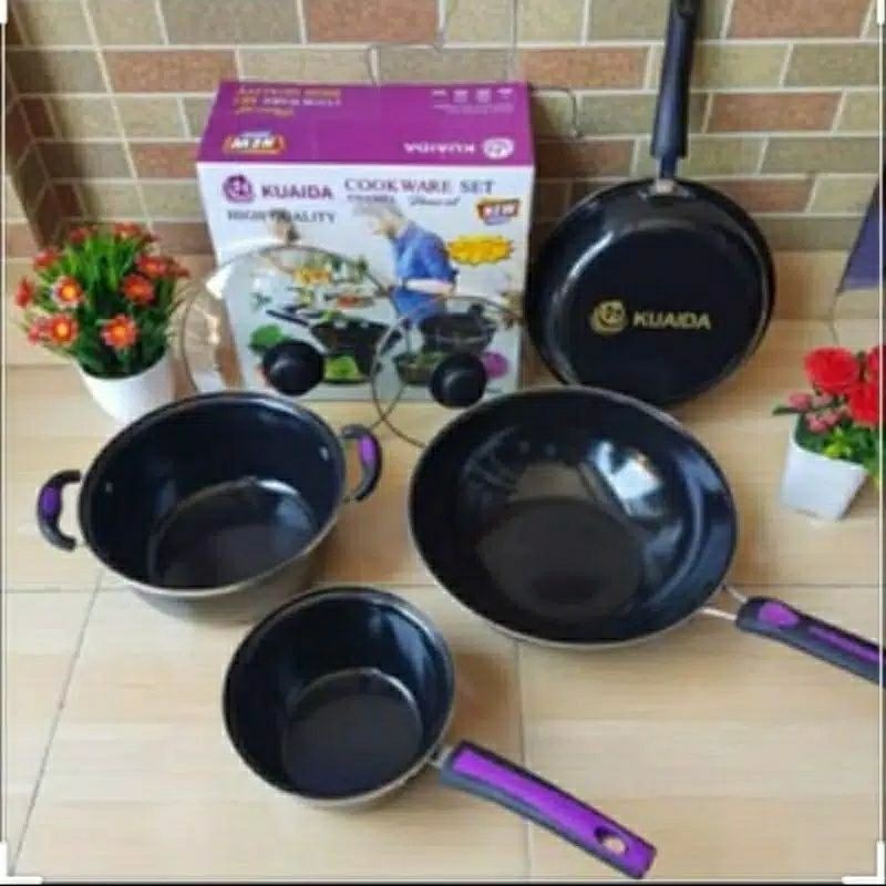 WAJAN WOK SET KUAIDA ENAMEL / COOKWARE ANTI LENGKET