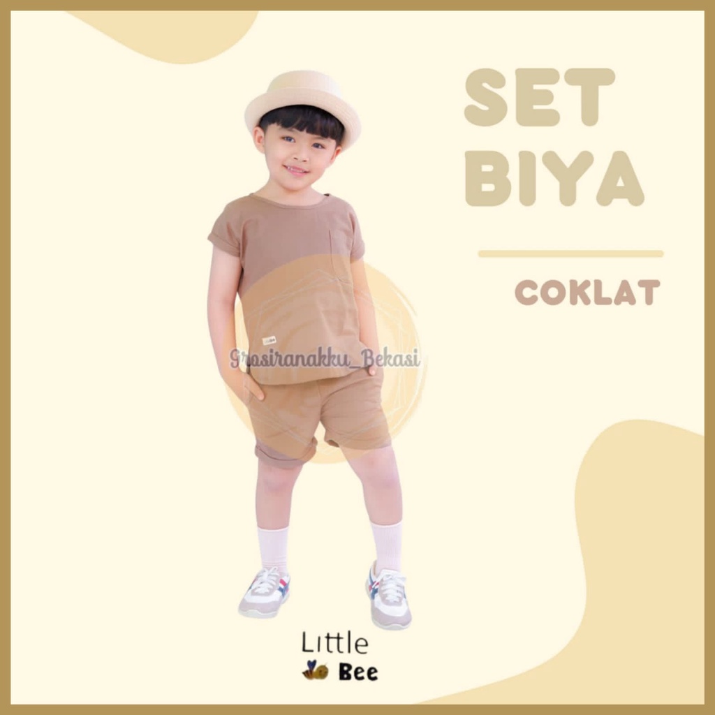 Setelan Anak Unisex Biya LittleBee Warna Coklat Size 1-5 Thn