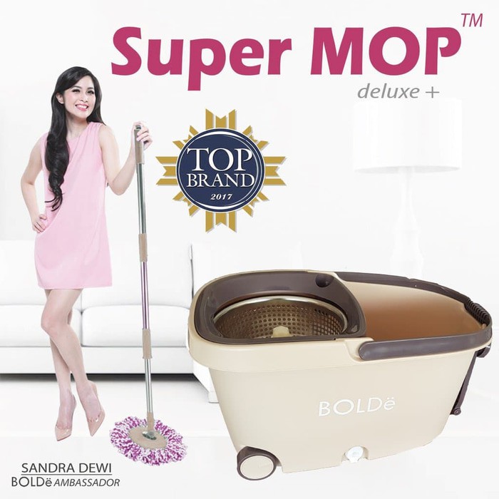 Bolde Super Mop Deluxe + Plus Alat Pel Putar Stainless Roda Drainase