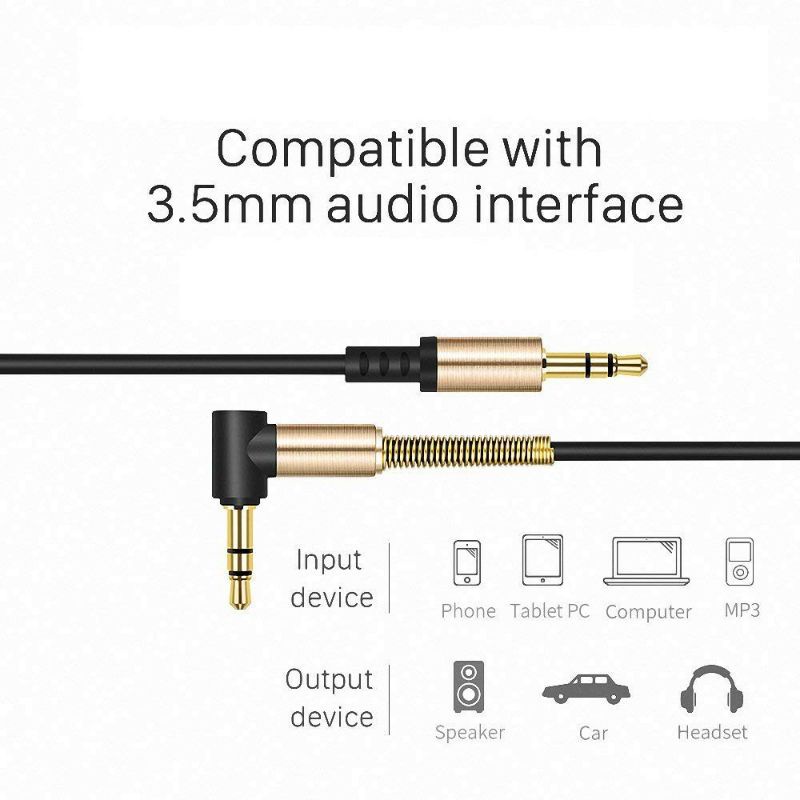 Kabel Aux K2 PREMIUM QUALITY Audio Extender 1M Jack 3.5mm Hifi - Hitam