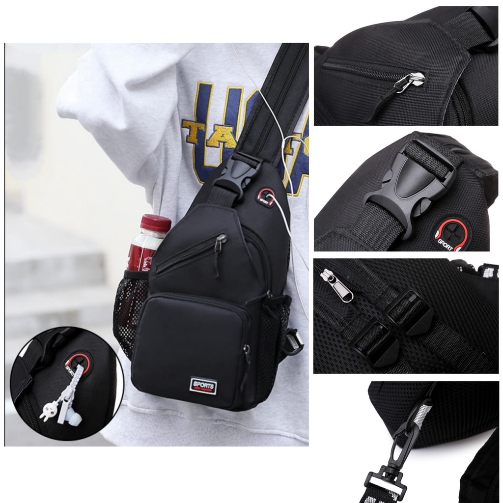 TAS SELEMPANG PRIA BISA RANSEL IMPORT CIENCE TA627B5 PREMIUM HITAM SLINGBAG BAHU SHOULDER CROSSBODY BAG COWOK KEREN DISTRO LAKI MURAH KEKINIAN REMAJA BRANDED BATAM