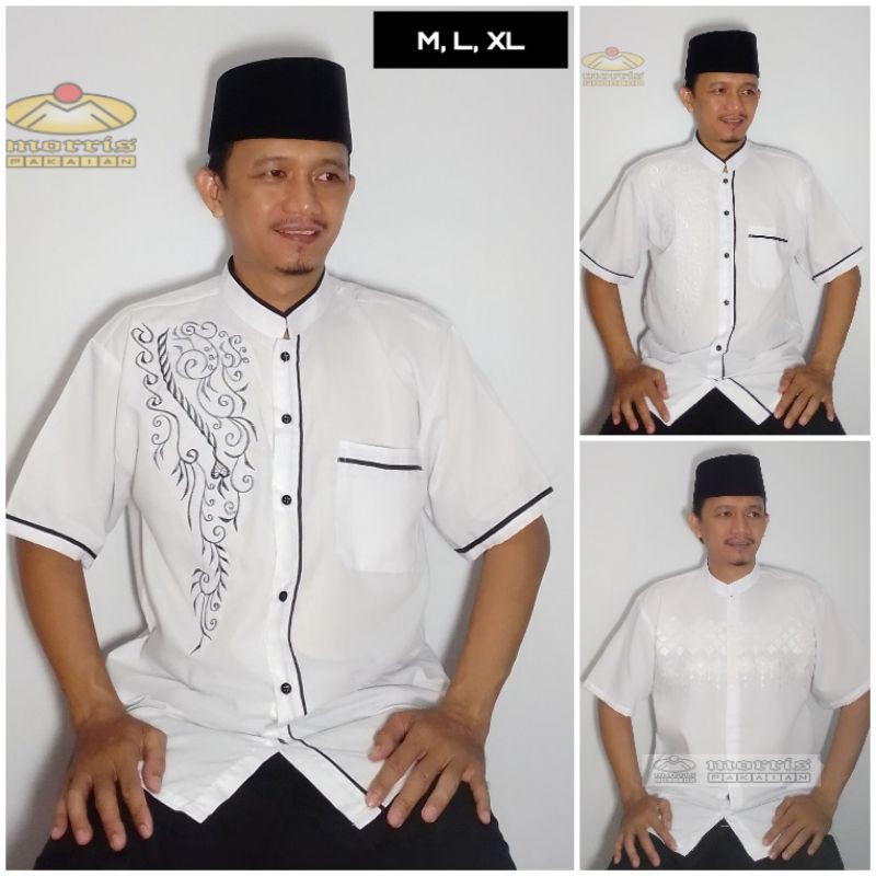 PUD - Baju Koko Katun Warna Putih Lengan Pendek Dewasa Kemeja Seragam