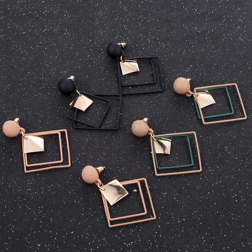 1Pasang Anting Pejantan Liontin Geometris Bohemian Wanita Modis-2