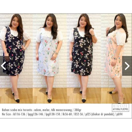 Super Dress Overall Sabrina Floral Jumbo Dress Bigsize Xxl Xxxl - Navy Sale