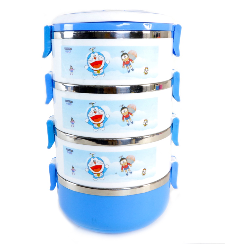 Lunch box Susun 4 karakter Motif stainless steel