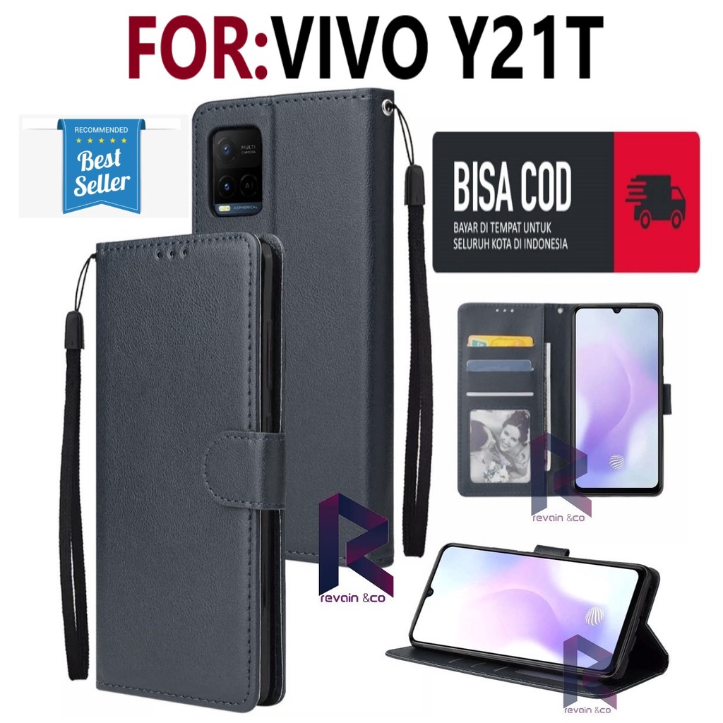 NEW VIVO Y21T CASE FLIP WALLET LEATHER KULIT PREMIUM SARUNG BUKA TUTUP FLIP CASE VIVO Y21T