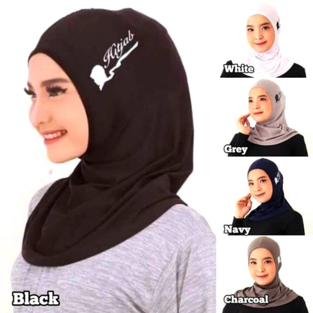 Hijab Syari/Kerudung Instan/Hijab Sport Olahraga GYM Lari Renang  Sport Black