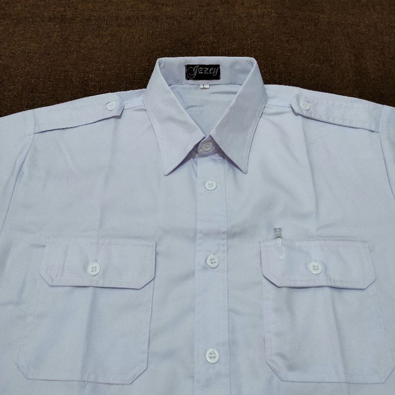 Kemeja Putih PNS Pria Saku dua, Atasan Hem PDH Lengan Pendek Pangkat