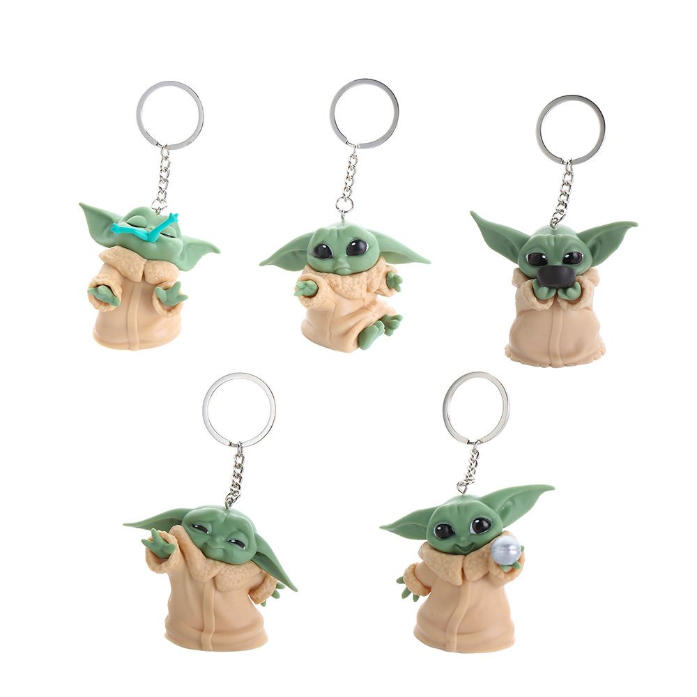 TOP Cute Baby Yoda Keychain Glue Pendant Anime Star Wars Accessories Doll Drops Cartoon Car Keyring Satchel Key Chain