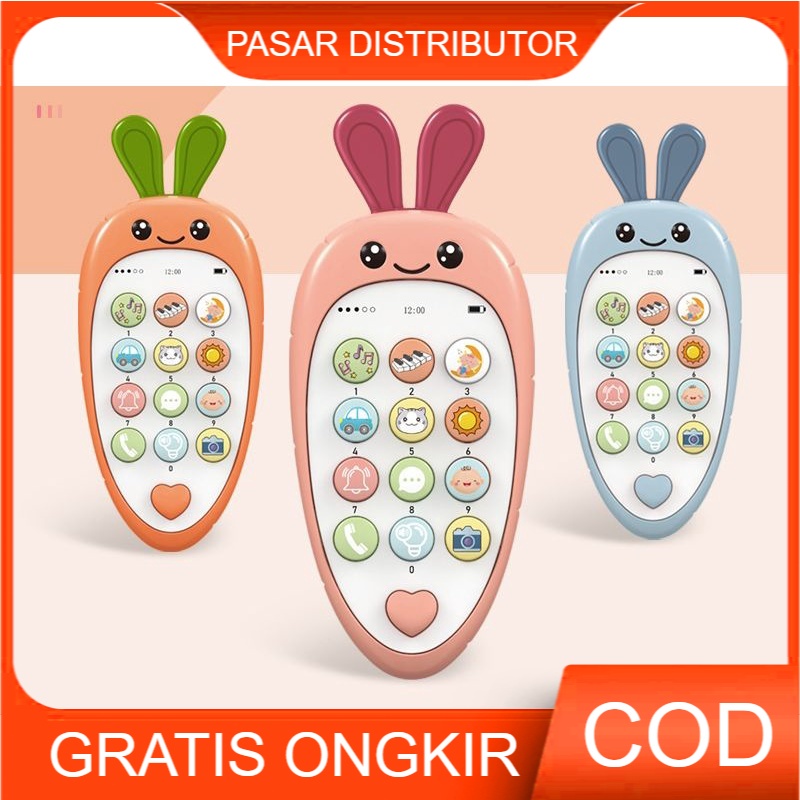 Mainan Anak MOBILE PHONE RABBIT Telepon Music Puzzle Bilingual Mobile