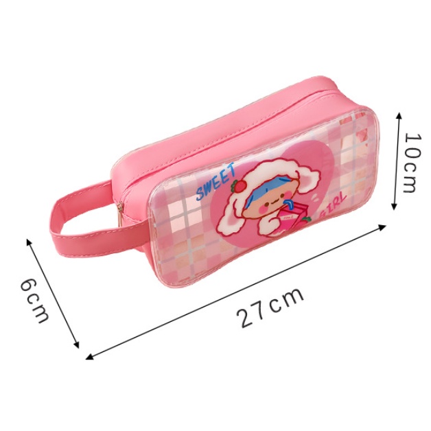 Tempat Pensil JUMBO KARTUN Anak Perempuan KOSTUM / Tepak Tempat Alat Tulis Besar Polos Gambar Cewek Lucu Imut