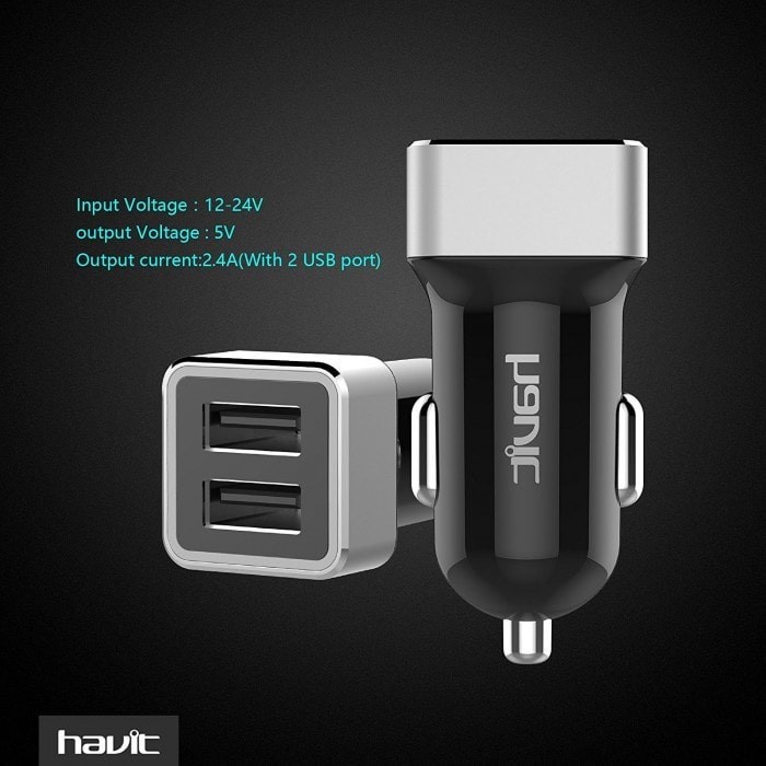 Havit UC270 Dual USB 2.4A Fast Charging Universal Car Charger Adaptor