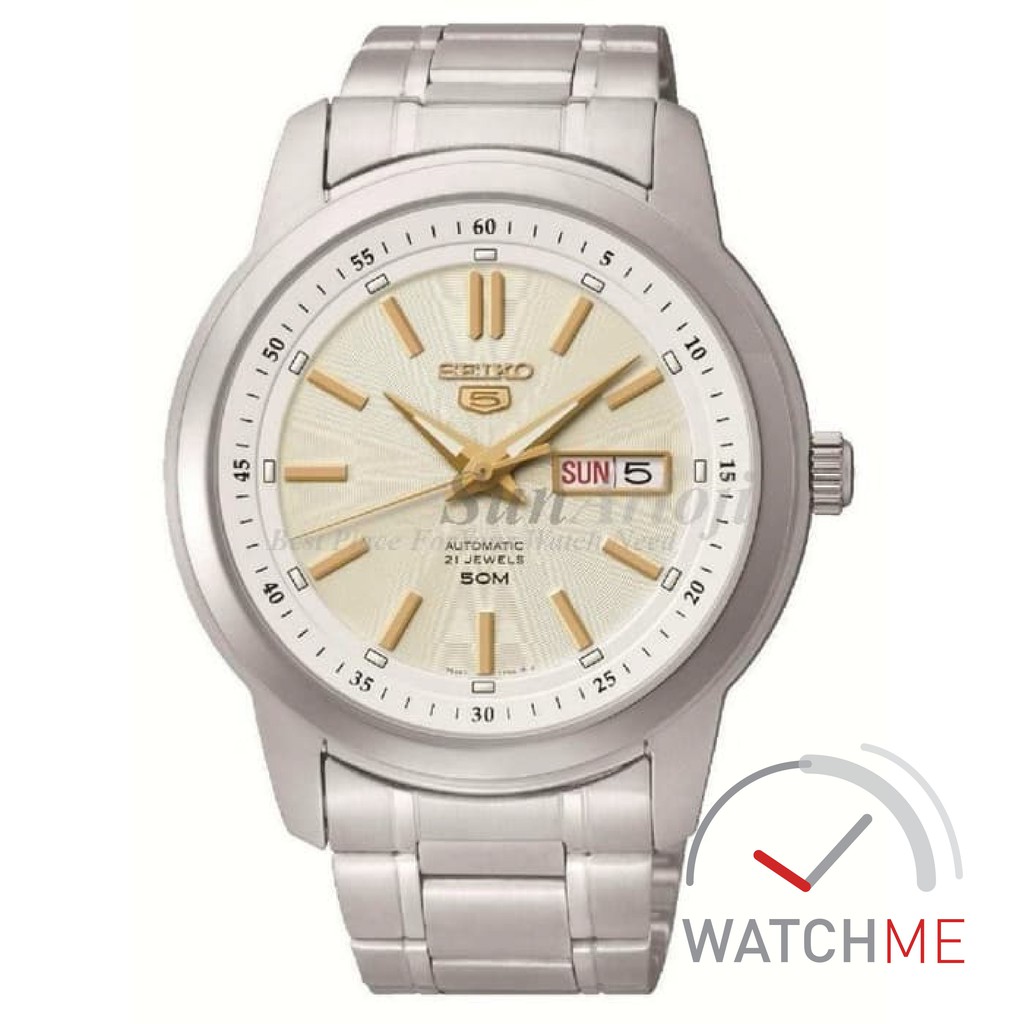 Jam Tangan Seiko 5 SNKM85K1 Automatic Classic White Dial 30m Stainless Steel Original Bergaransi