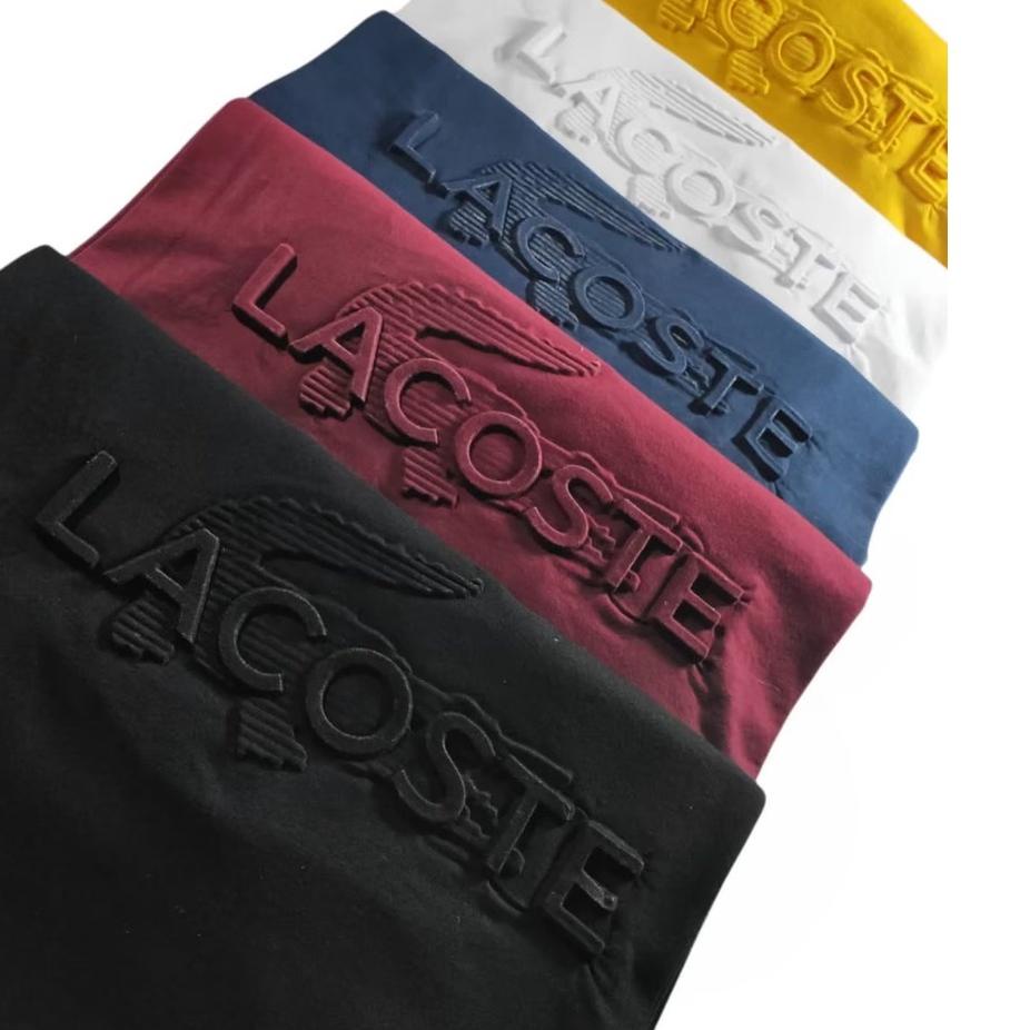 Original T-Shirt Baju Kaos Lacoste Emboss Premium Quality 