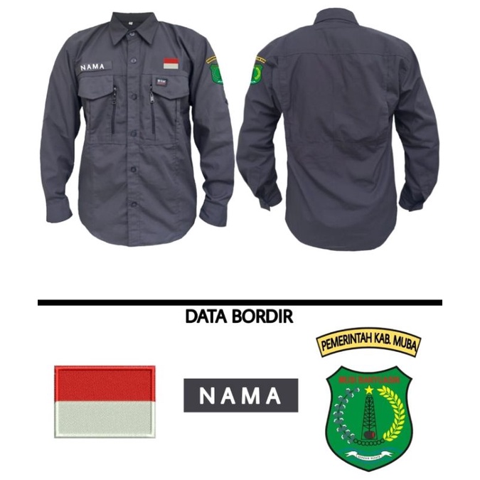 Kemeja rompi tactical plus bordir pria wanita / w-tac panjang / 511 panjang / kitanica / hexagon / rompi