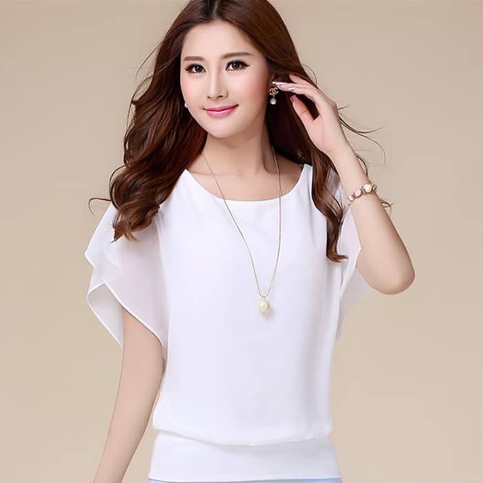 Grosir Blus Sifon Model Korea Wing Merah XL