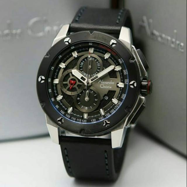 Jam tangan pria alexander cristie original ac6549 silver black