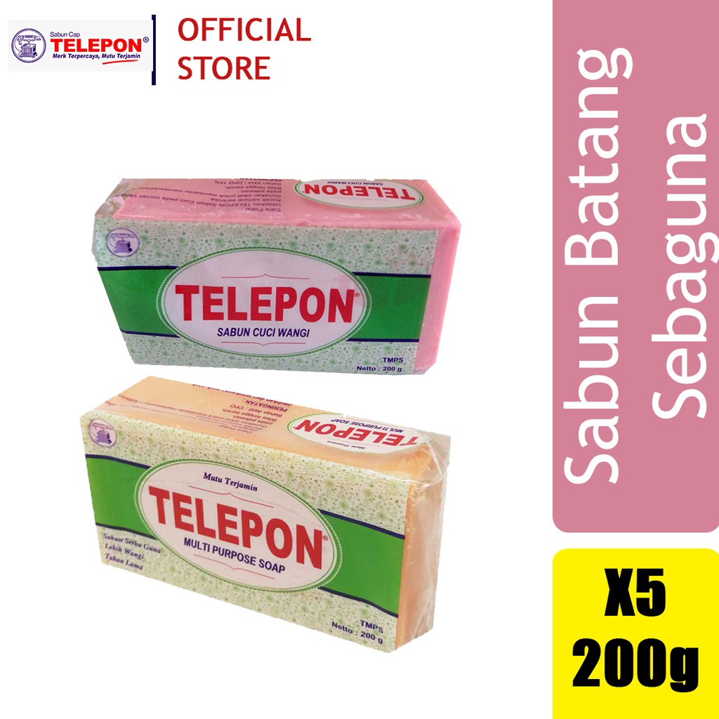 5pcs - Sabun Telepon Batang Serbaguna 200GR Multi Purpose Soap (MPS) Orange/Pink