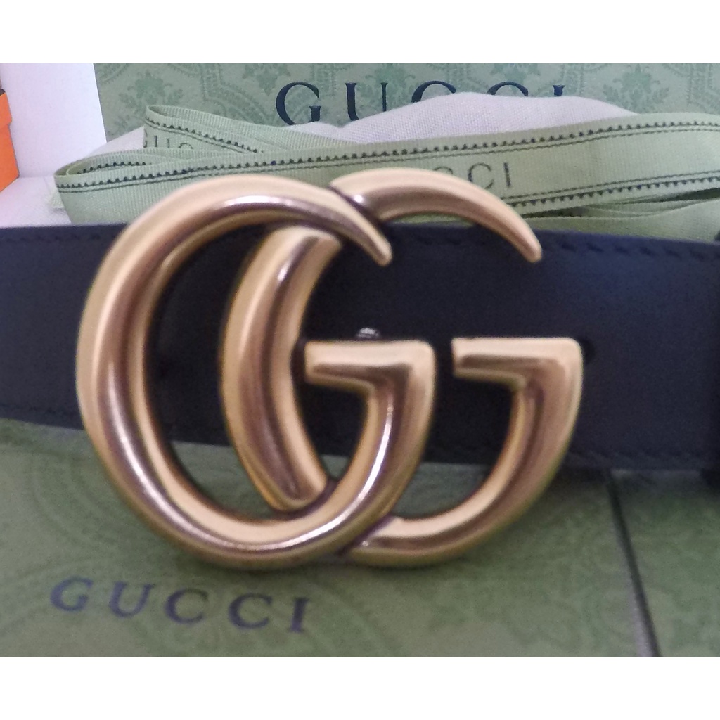 premium Leather belt with Double G buckle 30mm ikat pinggang