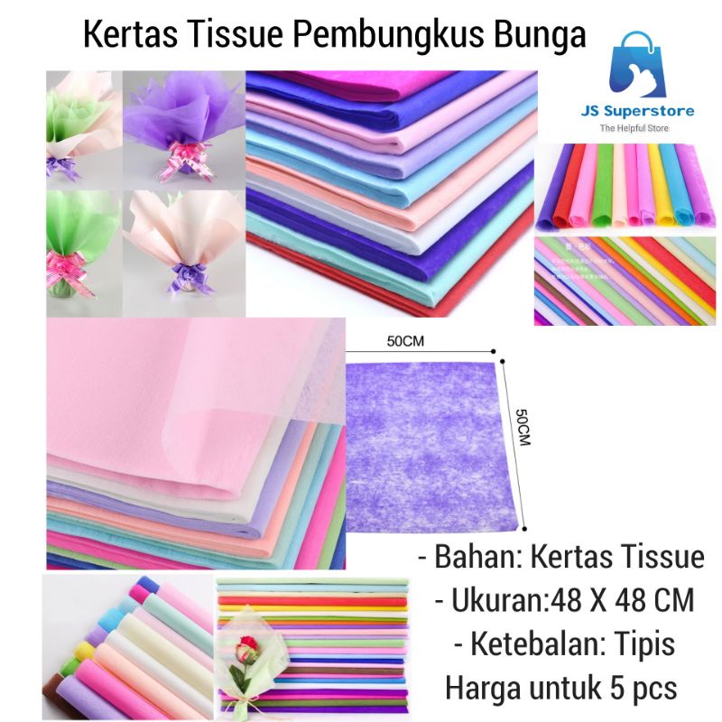 

[+-30 Lembar] Kertas Tissue Pembungkus Bunga / Kertas Tissue Floral / Kertas Tisu 48x48cm