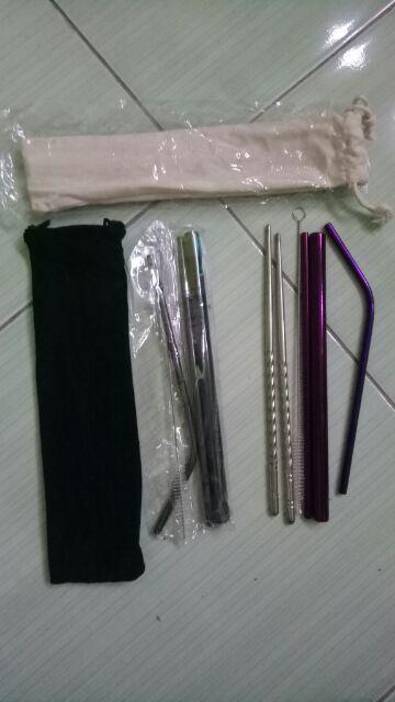 (free Sumpit) Stainless Straw  5 Pcs Black Set